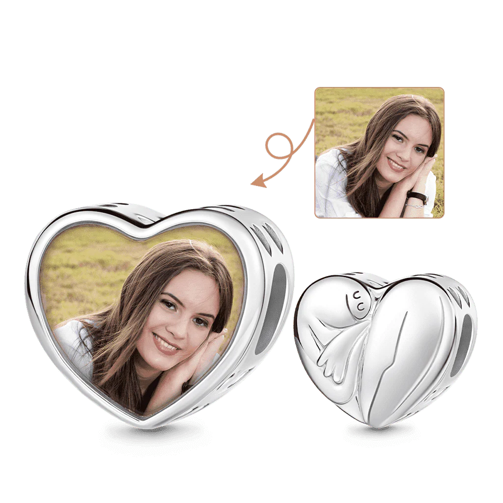 Gnoce Self-Love Heart Photo Charm Platinum-plated Silver Blend
