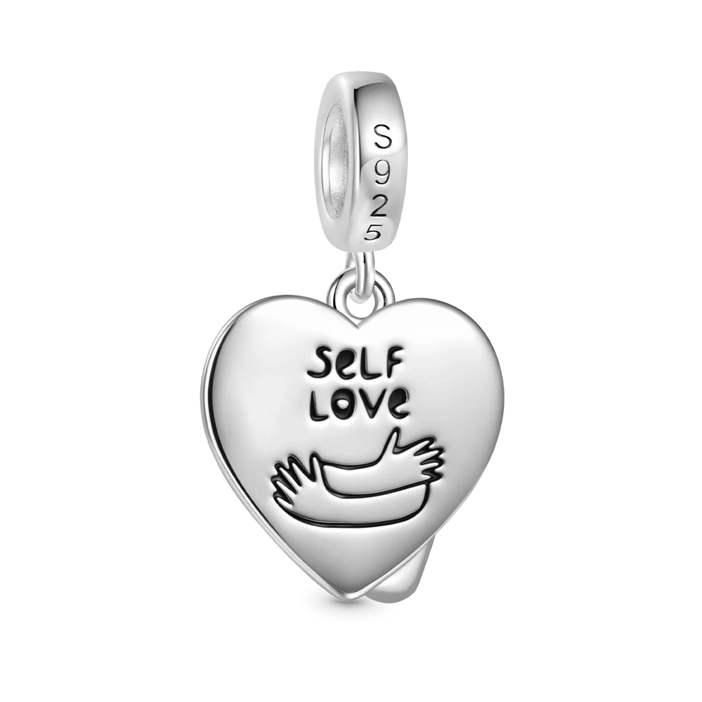Gnoce 'self Love' Hugging Heart Charm Platinum-plated Silver Blend - Image 2