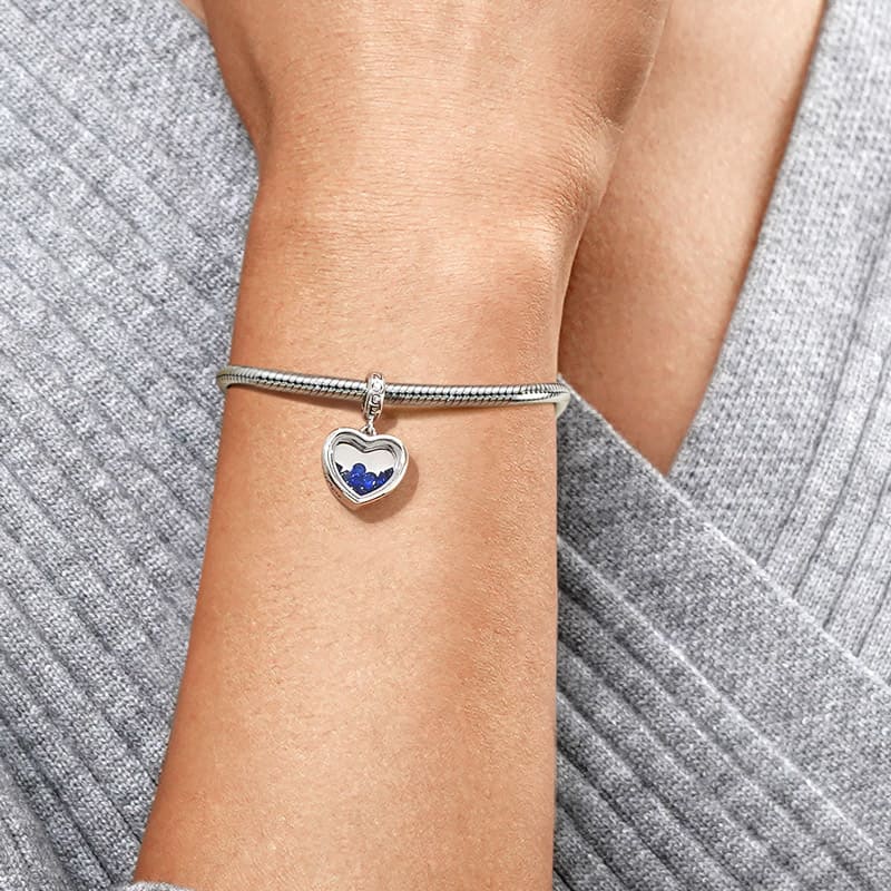 Gnoce Sep.Birthstone Heart Engravable Charm Platinum-plated Silver Blend - Image 4