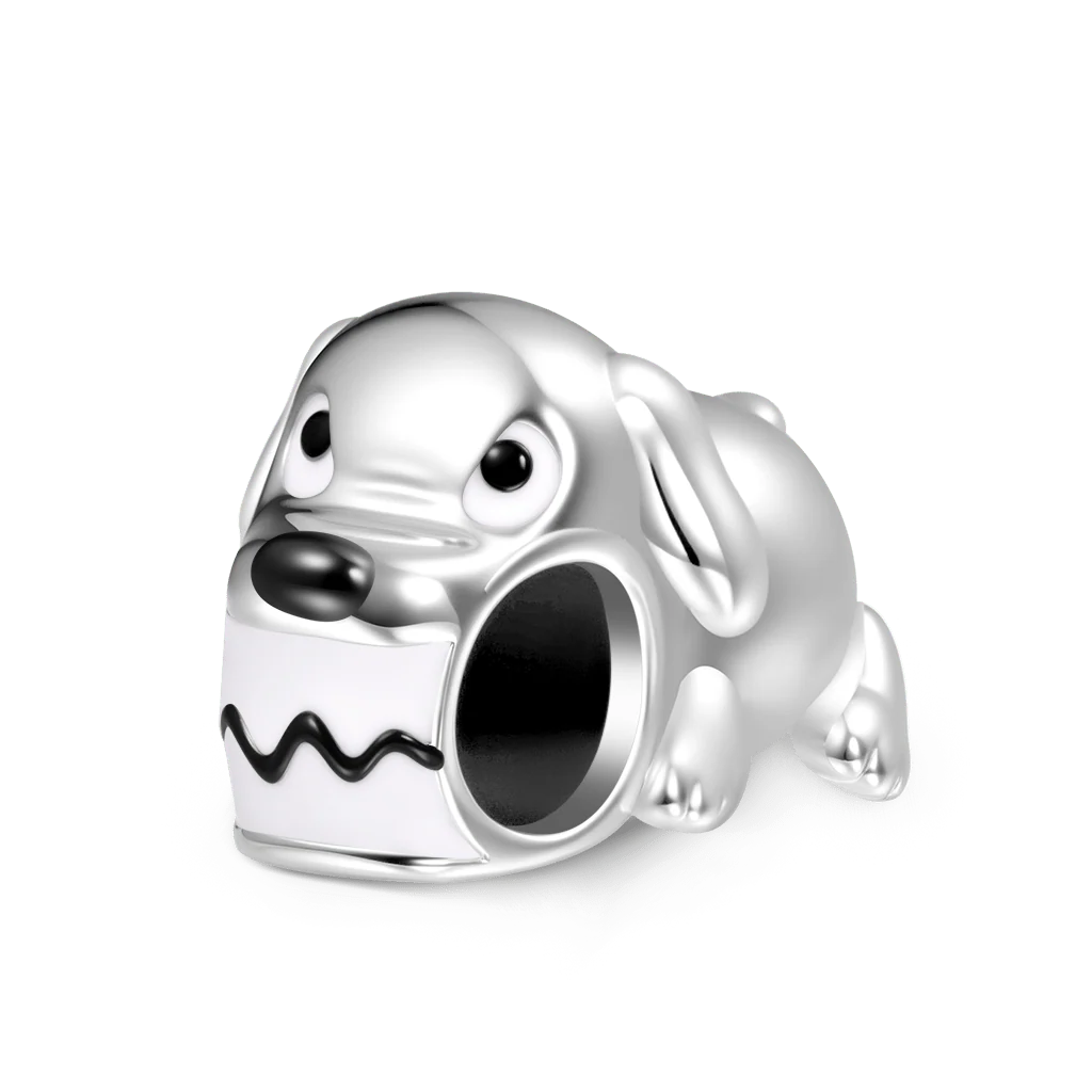Gnoce Creative Shark Dog Charm Platinum-plated Silver Blend