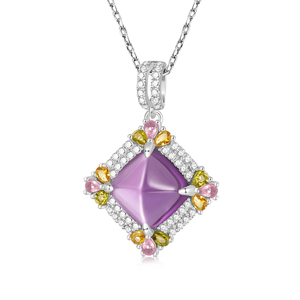 Gnoce Elegant Luxurious Shine Amethyst Pendant Necklace