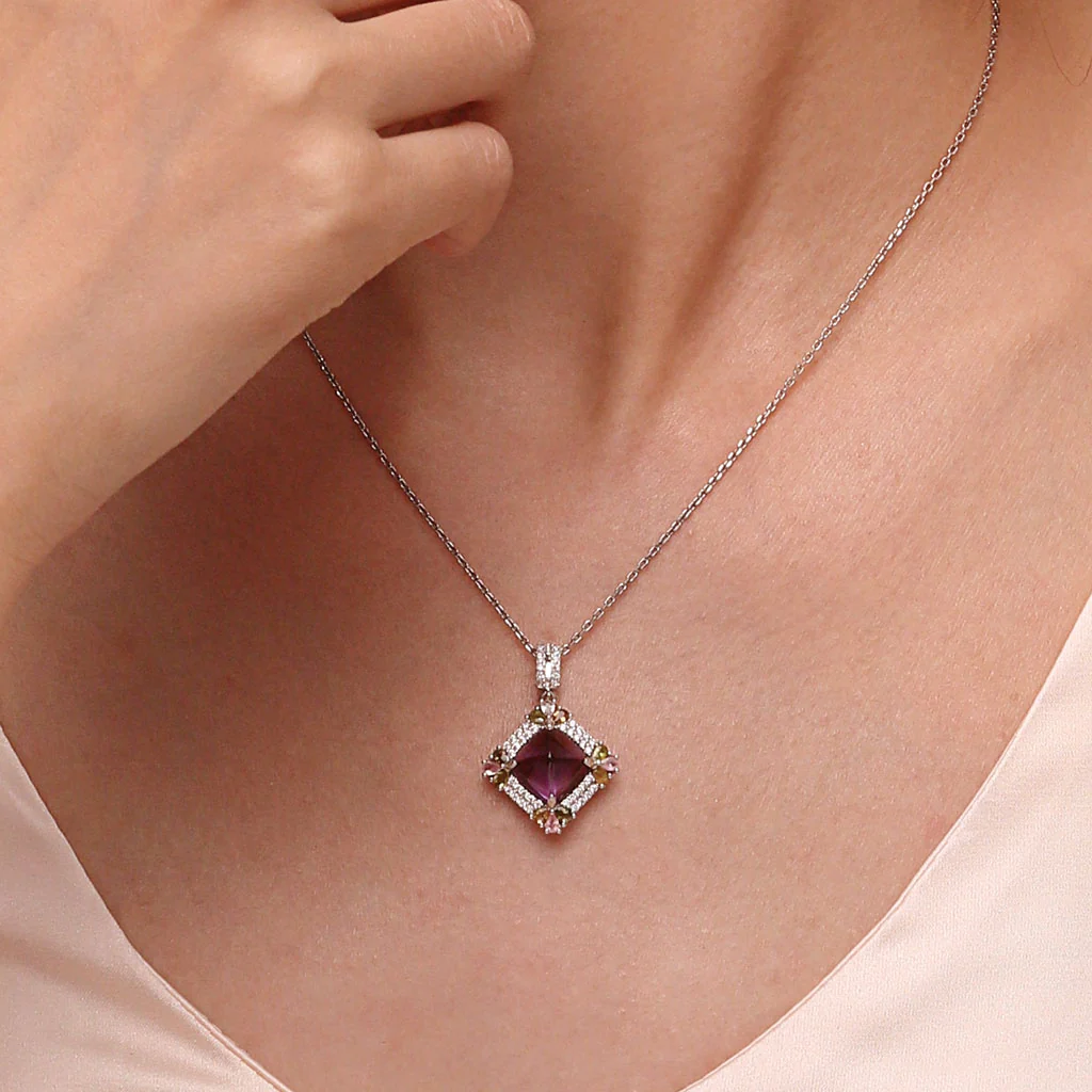 Gnoce Elegant Luxurious Shine Amethyst Pendant Necklace - Image 6