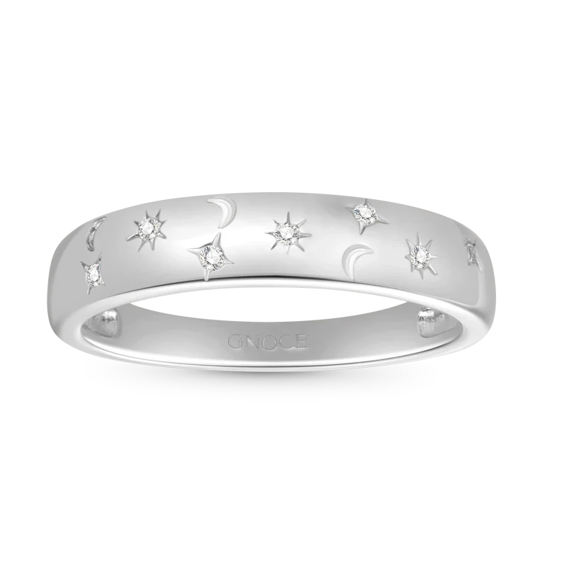 Gnoce Shine Star Band Ring Platinum-plated Silver Blend