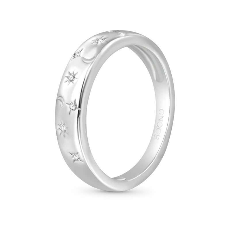 Gnoce Shine Star Band Ring Platinum-plated Silver Blend - Image 2