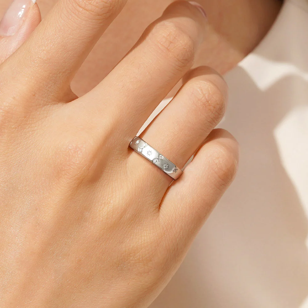Gnoce Shine Star Band Ring Platinum-plated Silver Blend - Image 5
