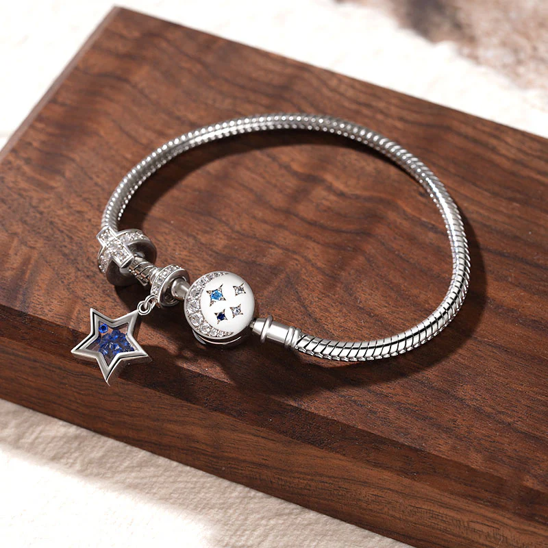Gnoce Shinning Star Basic Snake Chain Bracelet Platinum-plated Silver Blend - Image 3
