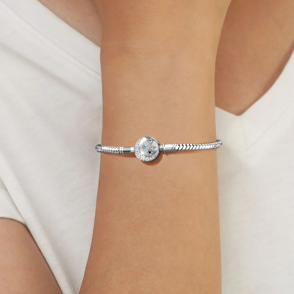Gnoce Shinning Star Basic Snake Chain Bracelet Platinum-plated Silver Blend - Image 5