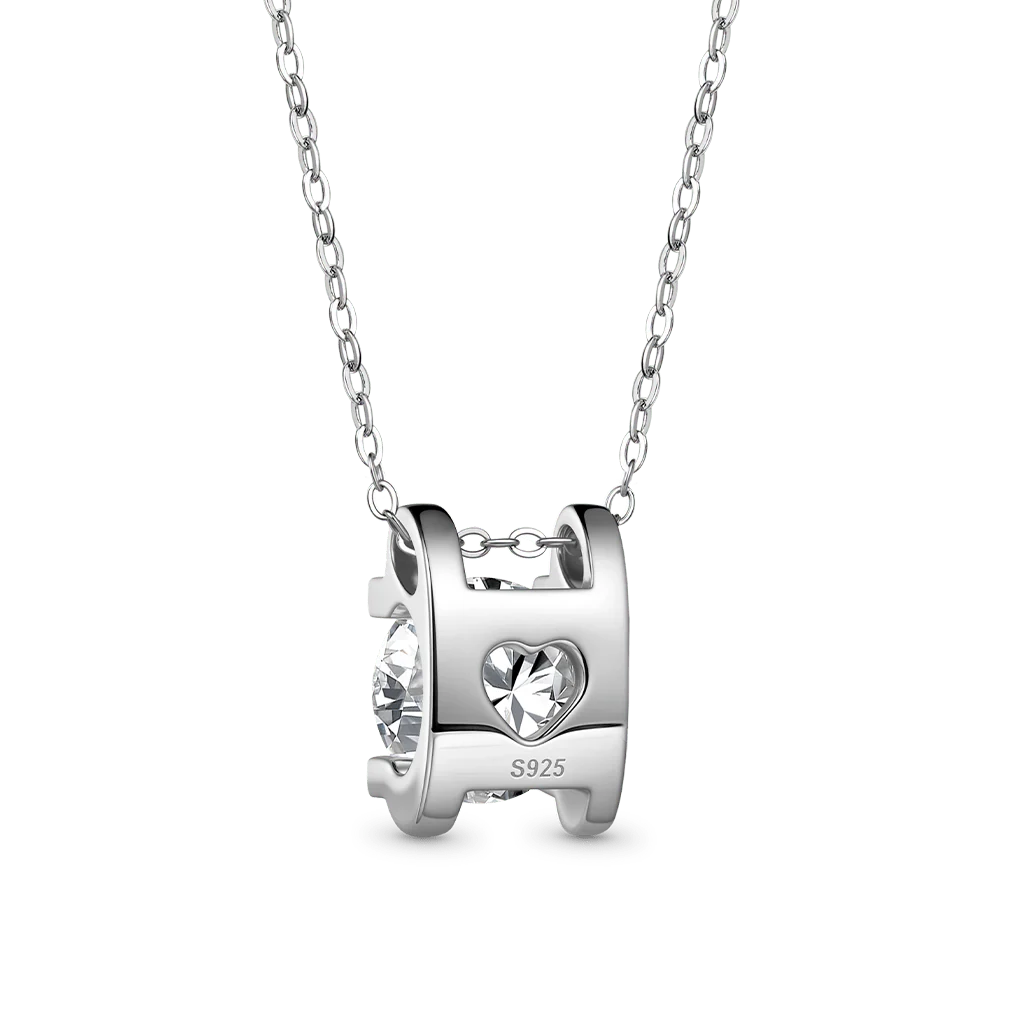 Gnoce Round Moissanite Solitaire Necklace Platinum-plated Silver Blend - Image 2