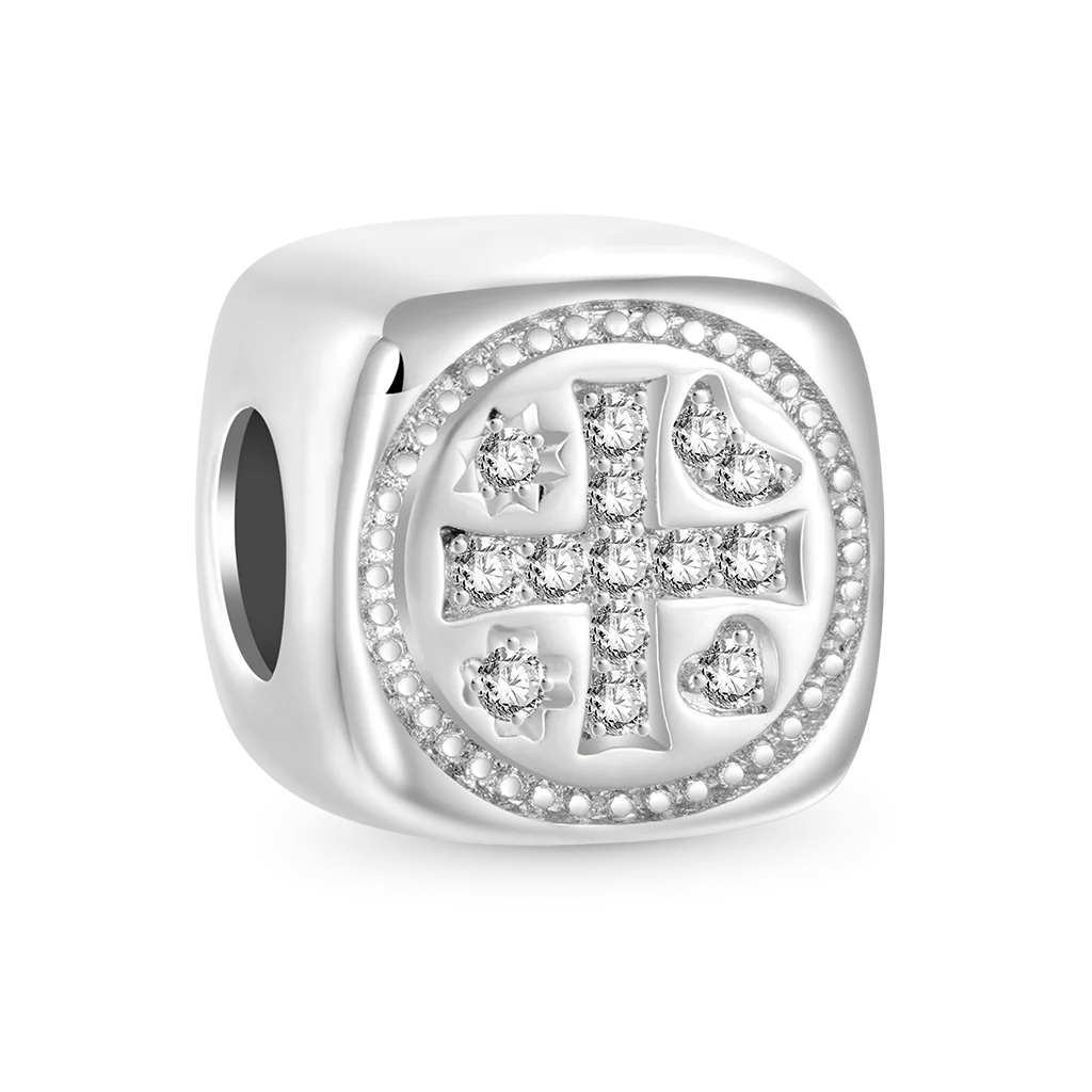 Gnoce Shiny Cross Square Charm Platinum-plated Silver Blend - Image 2