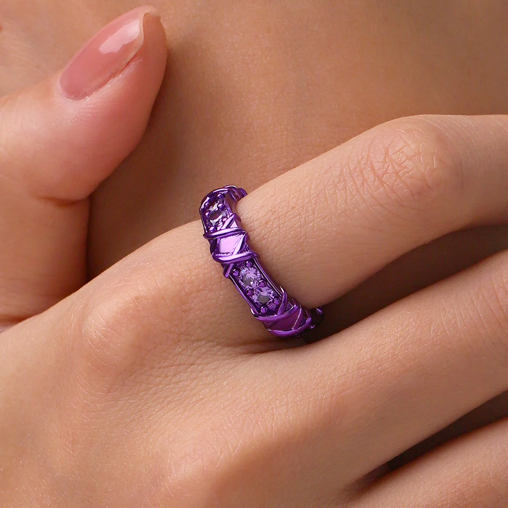 Gnoce Shiny Purple Electroplated Candy Ring - Image 5