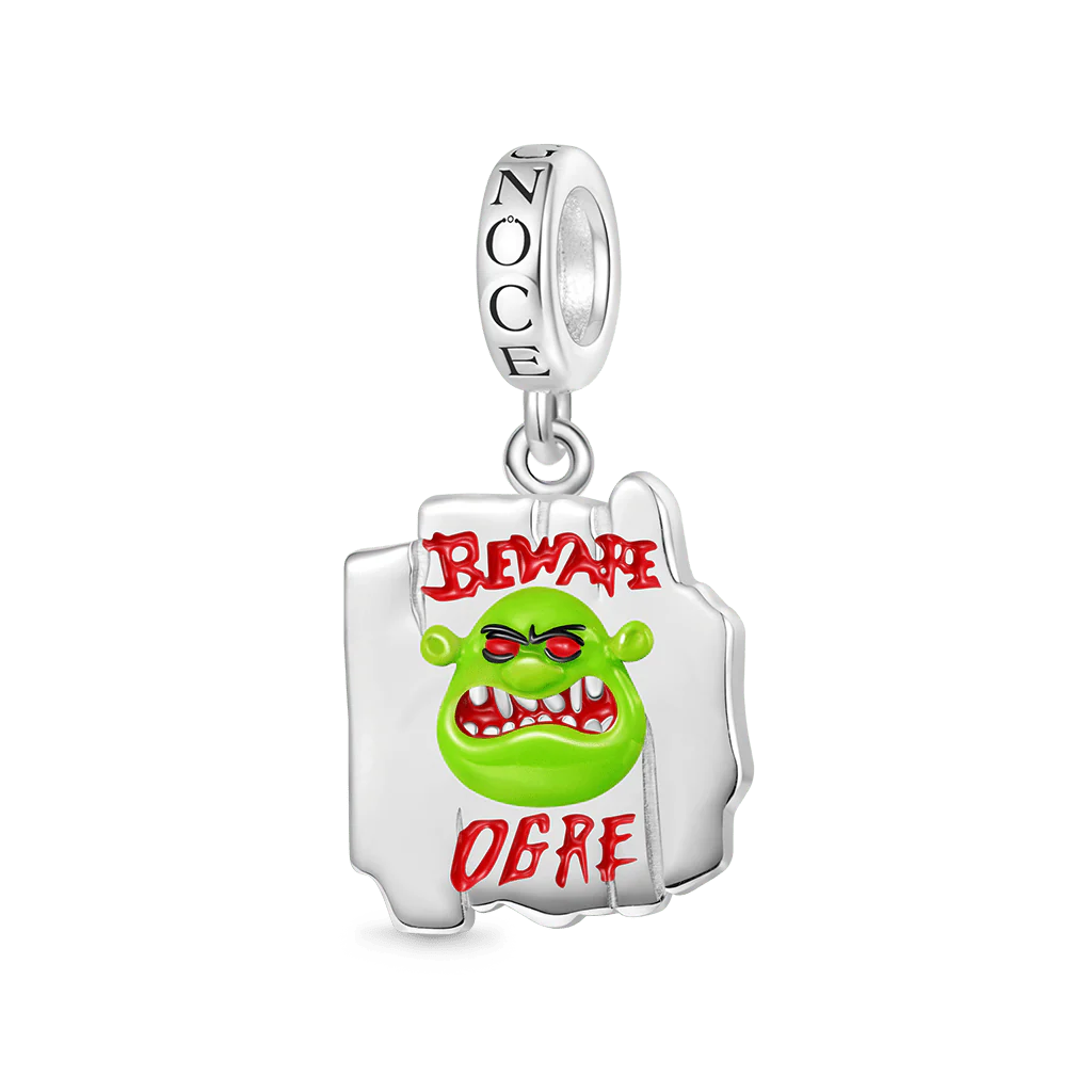 Gnoce Shrek “Beware Ogre” Warning Sign Pendant Dangle Charm