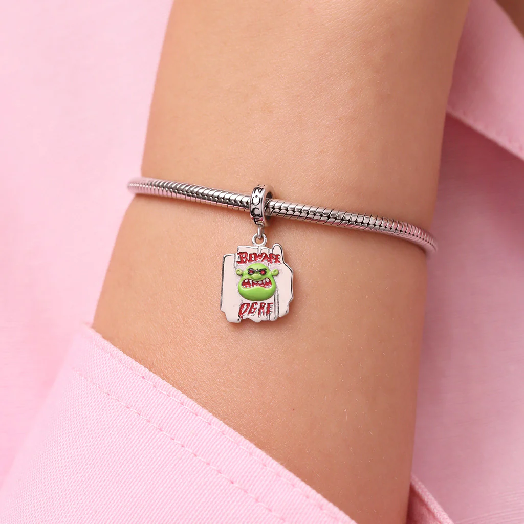 Gnoce Shrek “Beware Ogre” Warning Sign Pendant Dangle Charm - Image 5