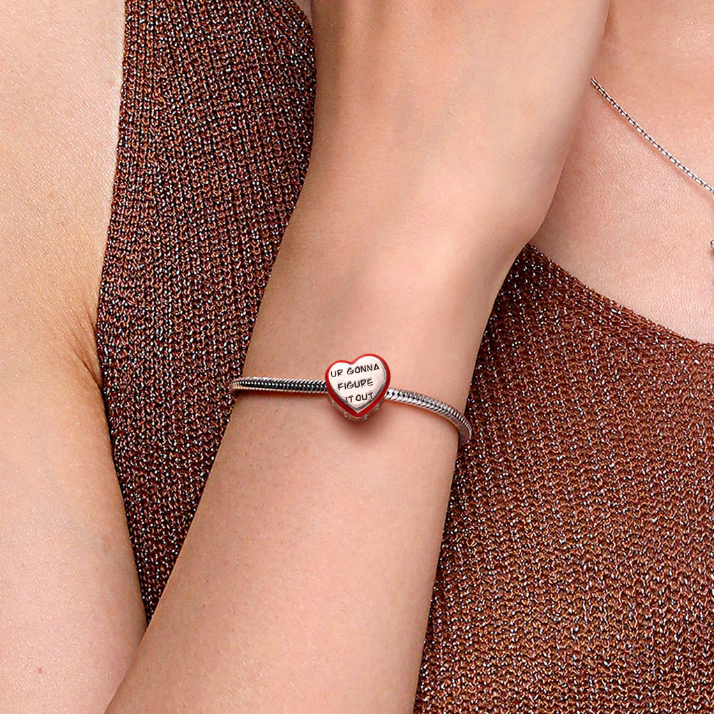 Gnoce Side Hollow Heart Charm Platinum-plated Silver Blend - Image 5