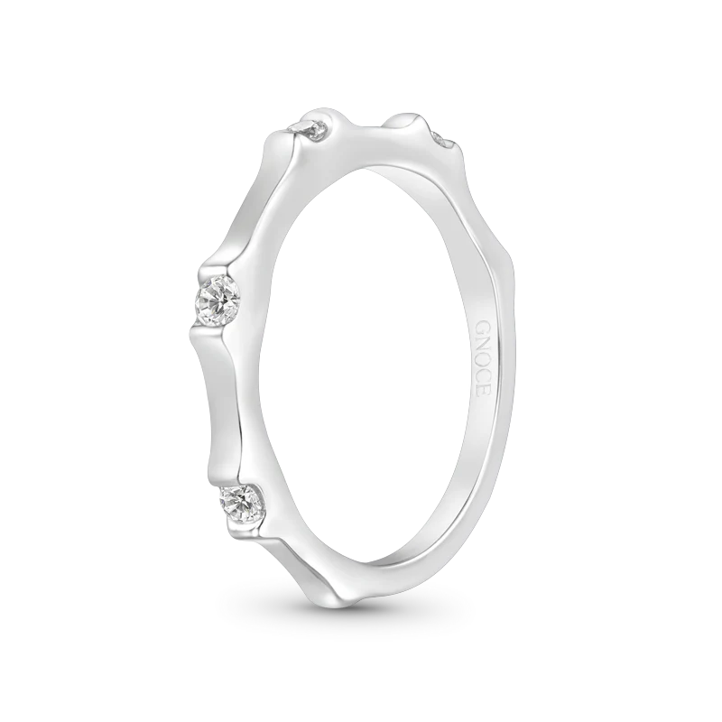 Gnoce Silver Bamboo Fashion Ring Platinum-plated Silver Blend - Image 2