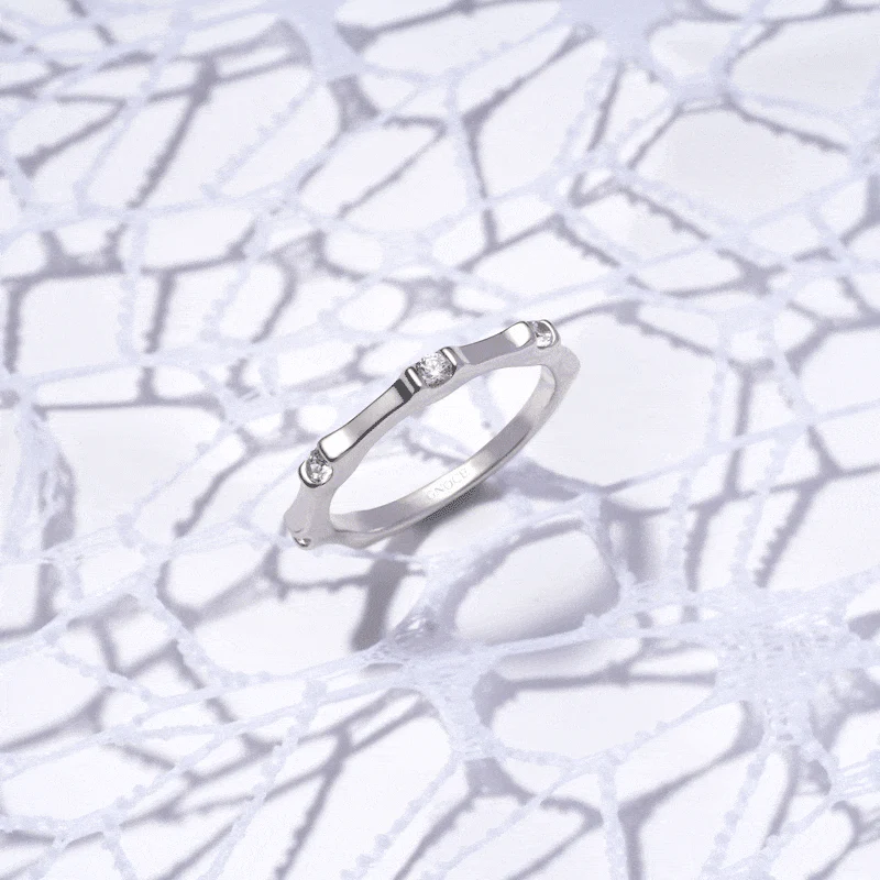 Gnoce Silver Bamboo Fashion Ring Platinum-plated Silver Blend - Image 3