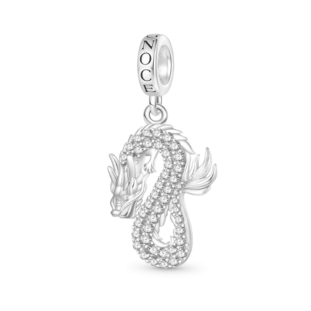 Gnoce Sparkling Silver Dragon Pendant Dangle Charm