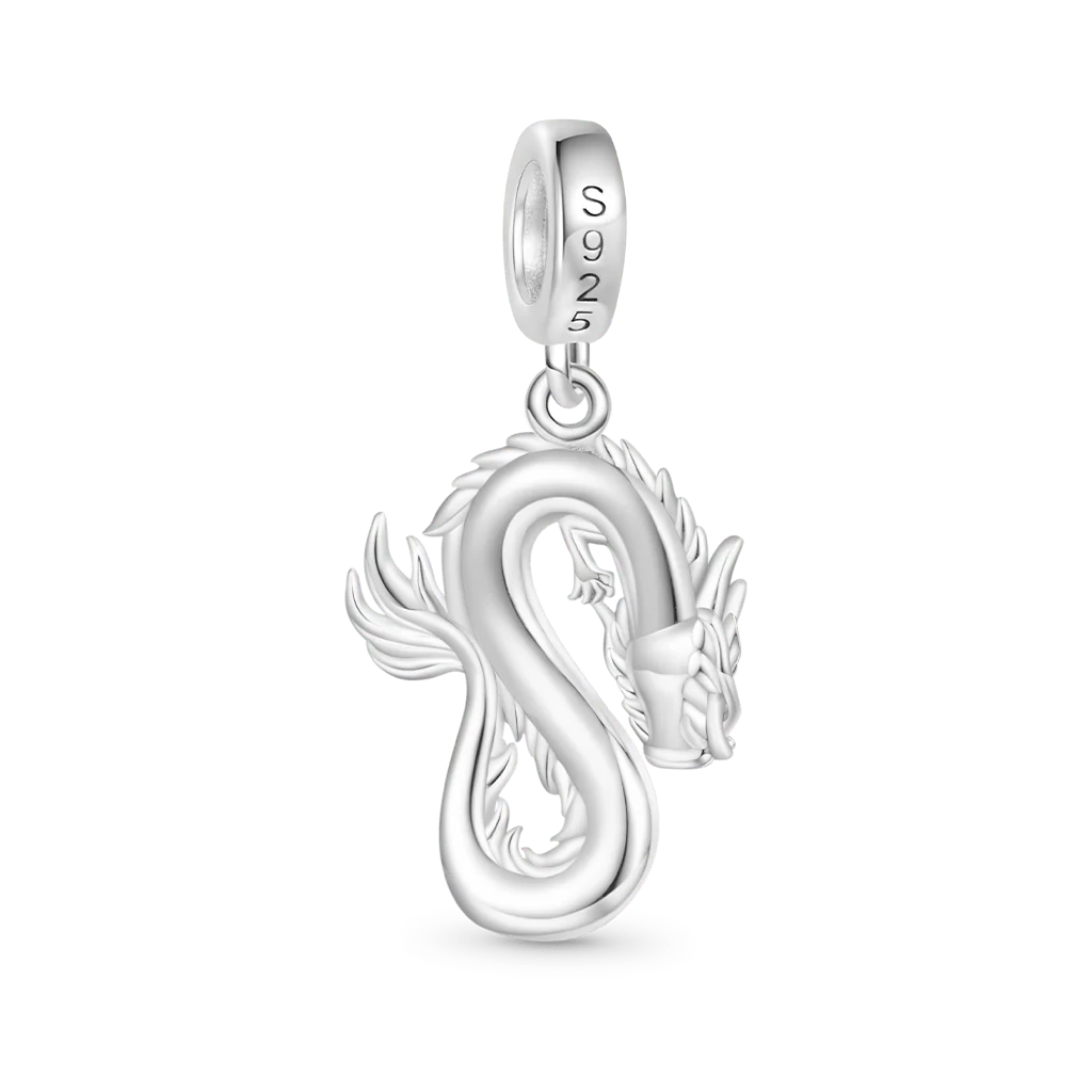 Gnoce Sparkling Silver Dragon Pendant Dangle Charm - Image 2
