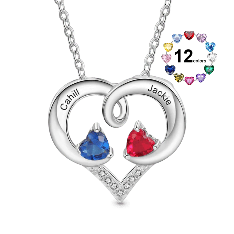 Gnoce Simple Love Heart Birthstone Necklace