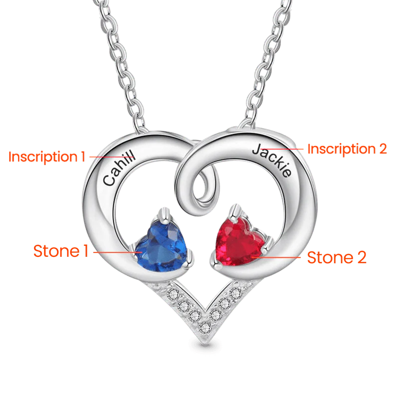 Gnoce Simple Love Heart Birthstone Necklace - Image 2