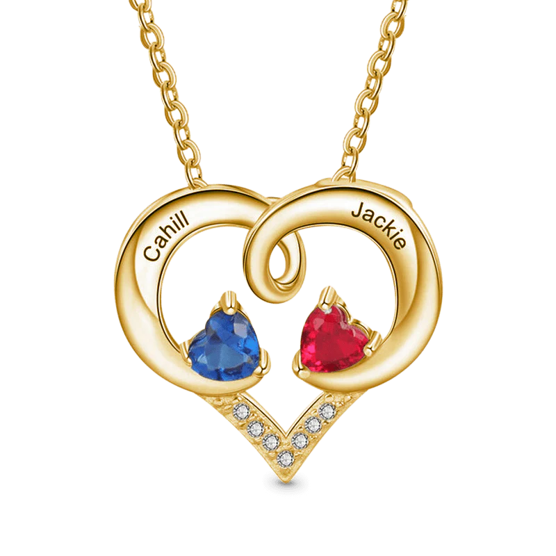 Gnoce Simple Love Heart Birthstone Necklace - Image 3