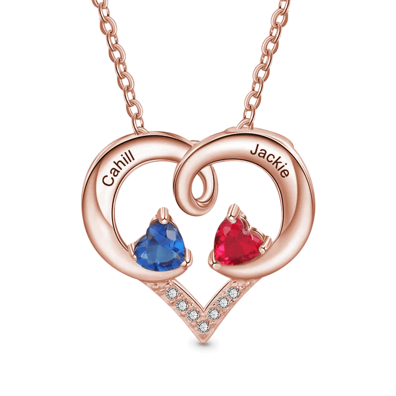 Gnoce Simple Love Heart Birthstone Necklace - Image 4