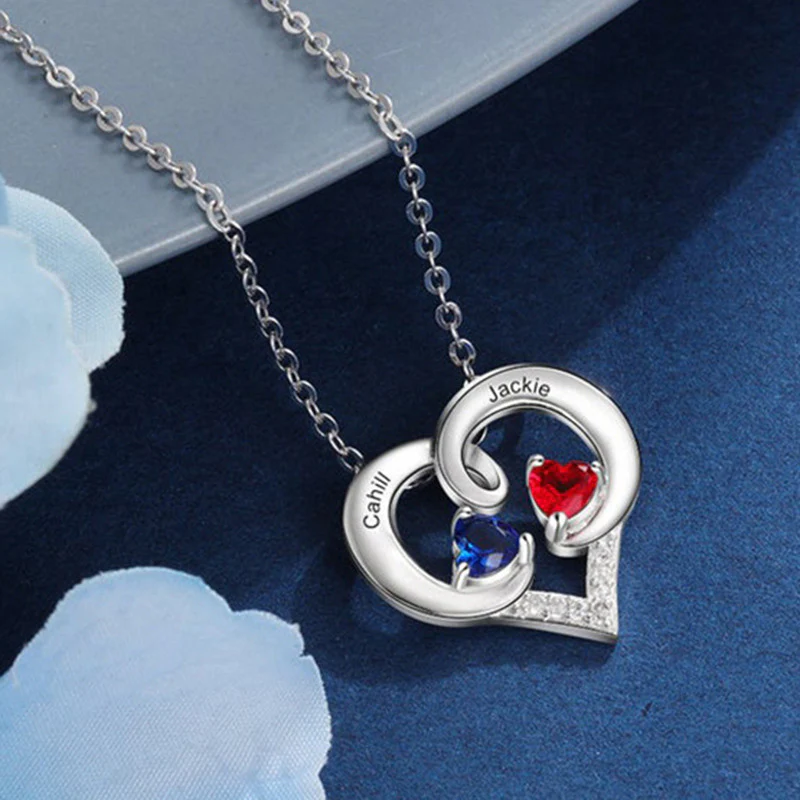 Gnoce Simple Love Heart Birthstone Necklace - Image 5