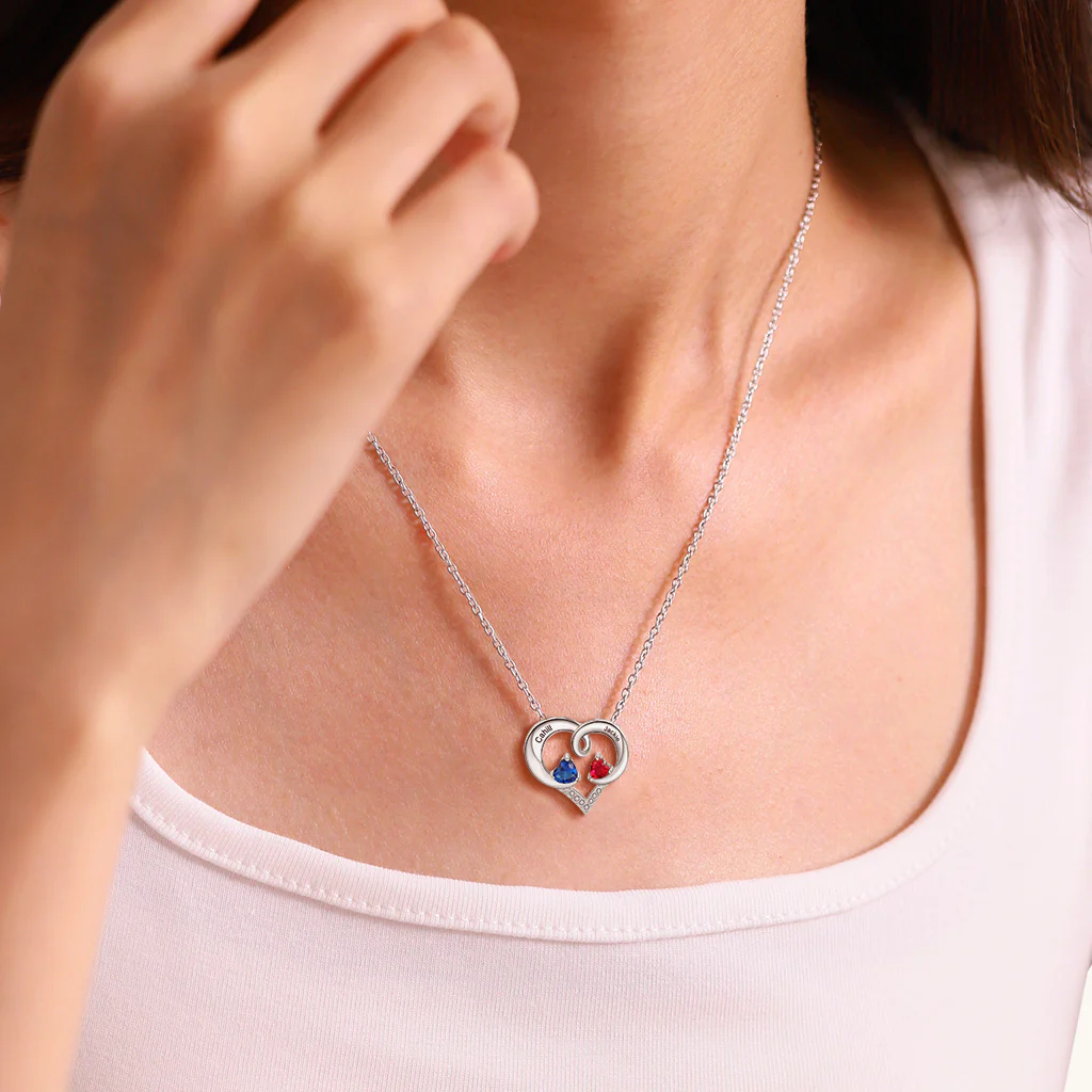 Gnoce Simple Love Heart Birthstone Necklace - Image 6