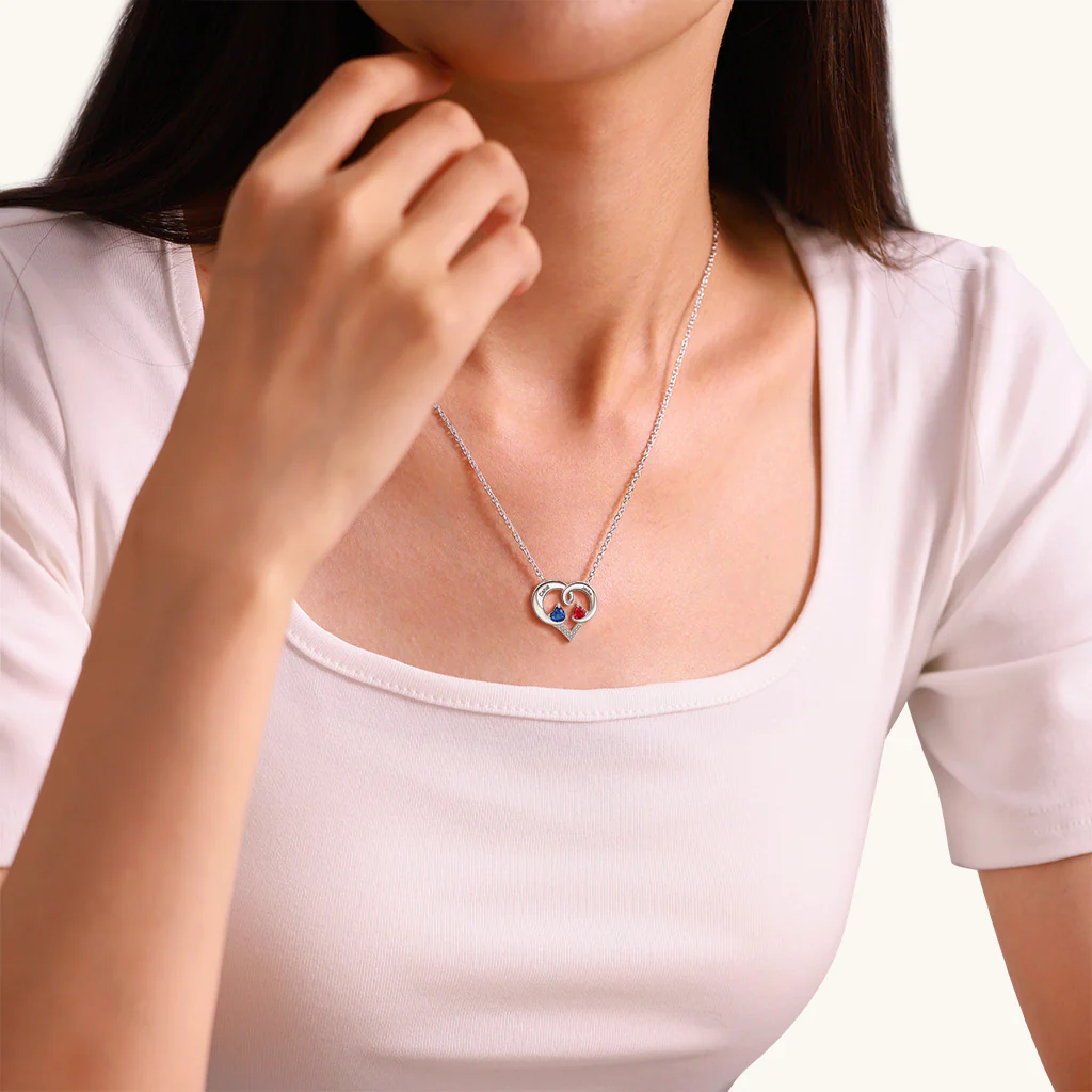 Gnoce Simple Love Heart Birthstone Necklace - Image 7