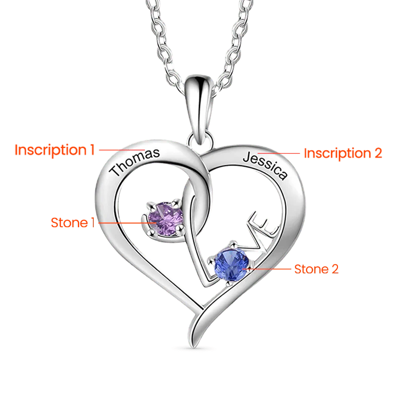 Gnoce Simple Love Interlaced Heart Birthstone Necklace - Image 2