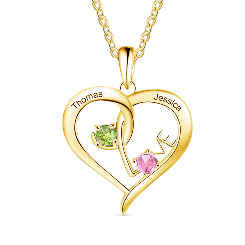 Gnoce Simple Love Interlaced Heart Birthstone Necklace - Image 3