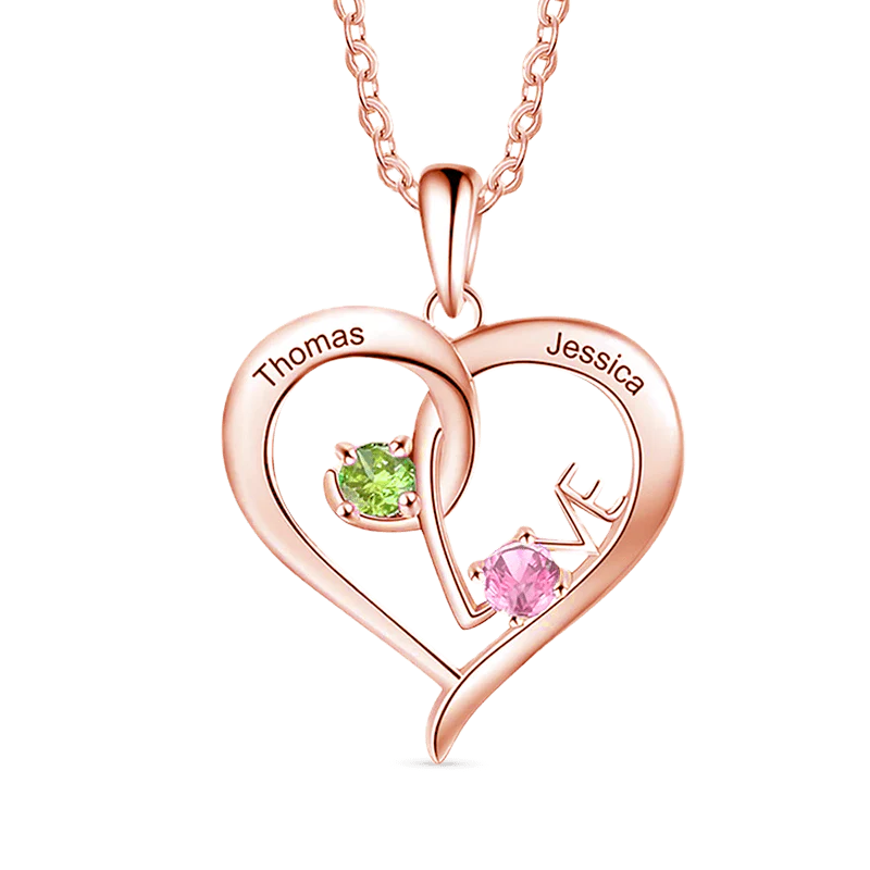 Gnoce Simple Love Interlaced Heart Birthstone Necklace - Image 4