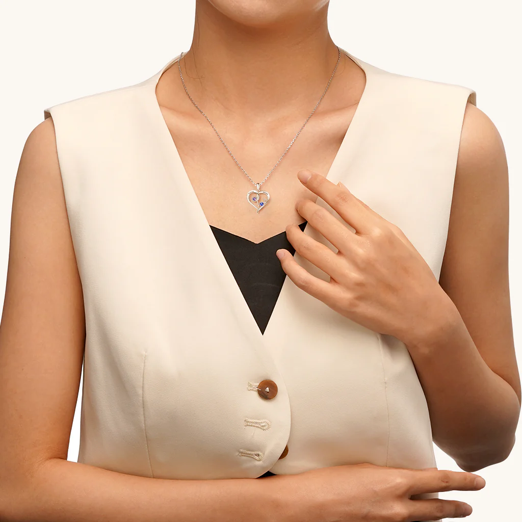 Gnoce Simple Love Interlaced Heart Birthstone Necklace - Image 6