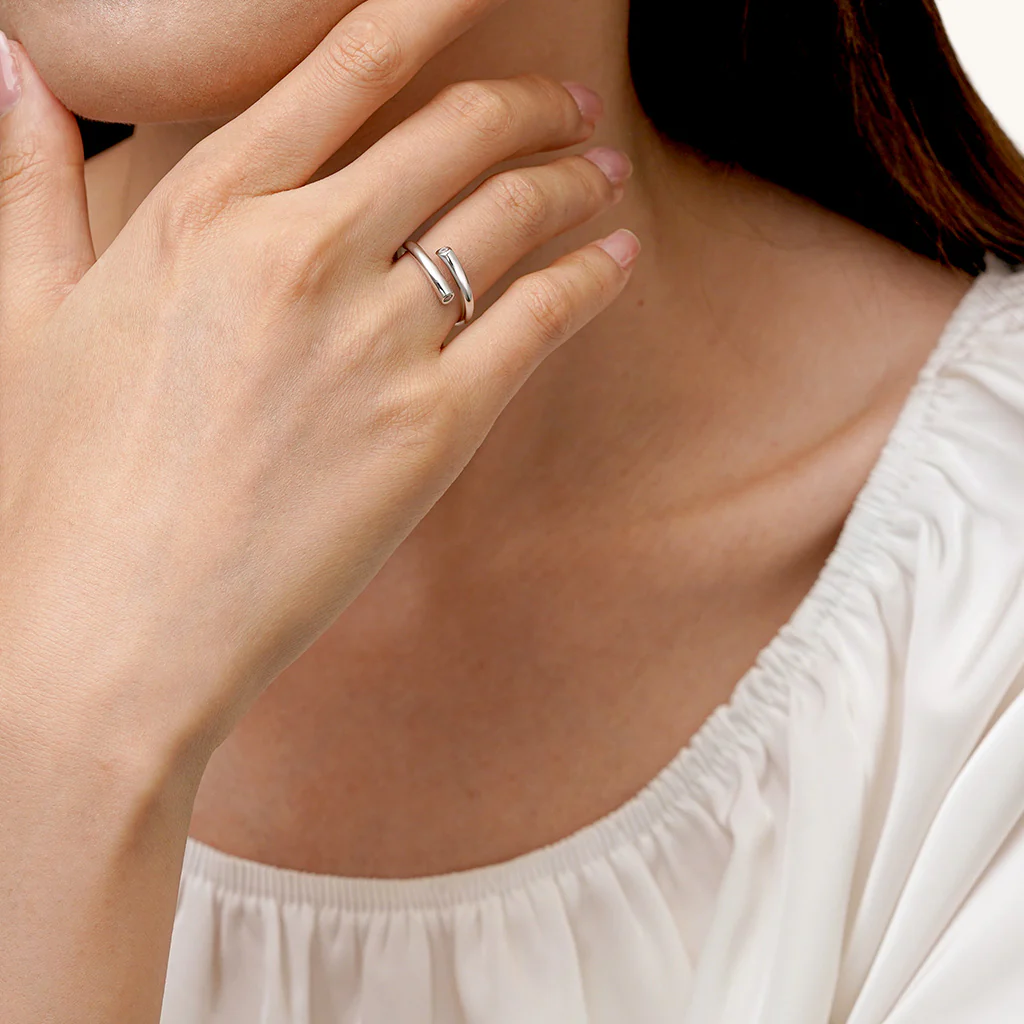 Gnoce Simple Open Band Ring Platinum-plated Silver Blend - Image 4