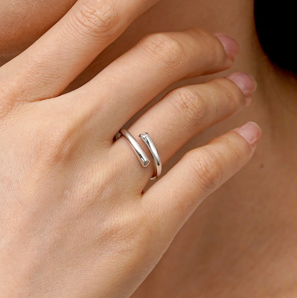 Gnoce Simple Open Band Ring Platinum-plated Silver Blend - Image 5