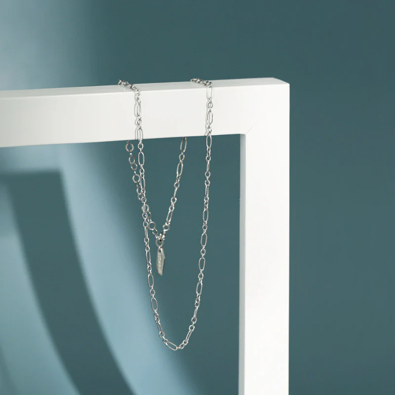 Simple Silver Necklace Choker Link Chain S925 Sterling Silver - Image 3