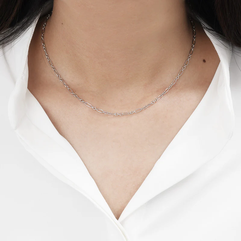 Simple Silver Necklace Choker Link Chain S925 Sterling Silver - Image 4