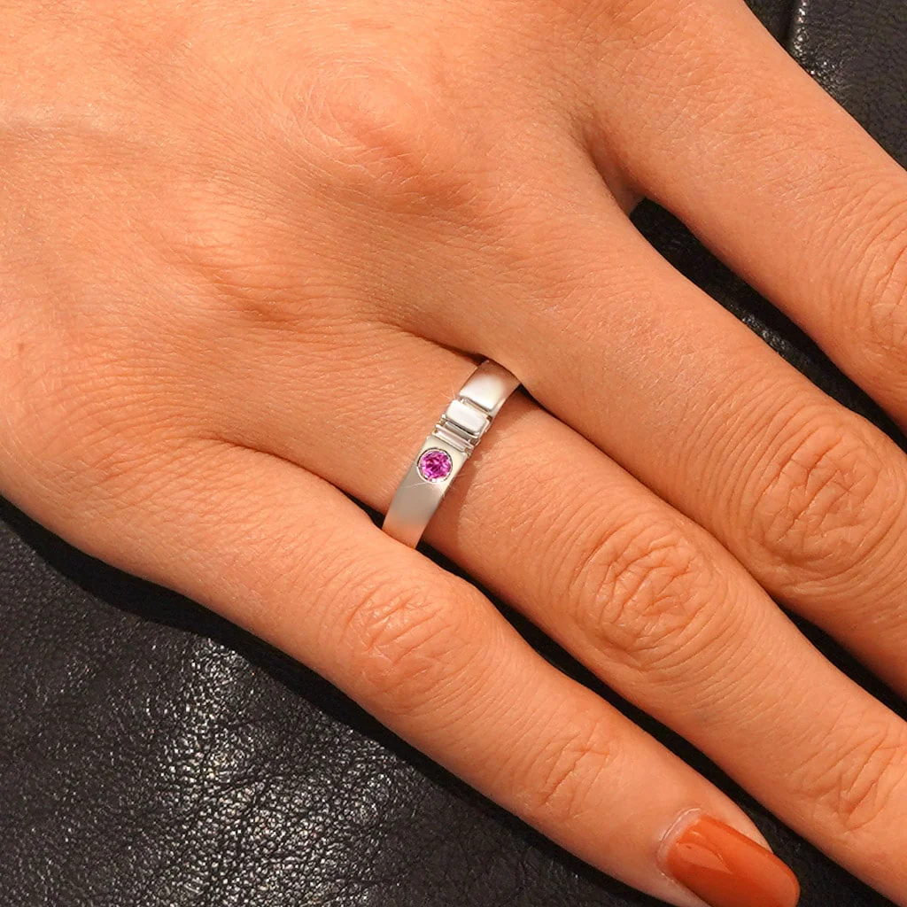 Gnoce Single Birthstone Band Ring - Image 5