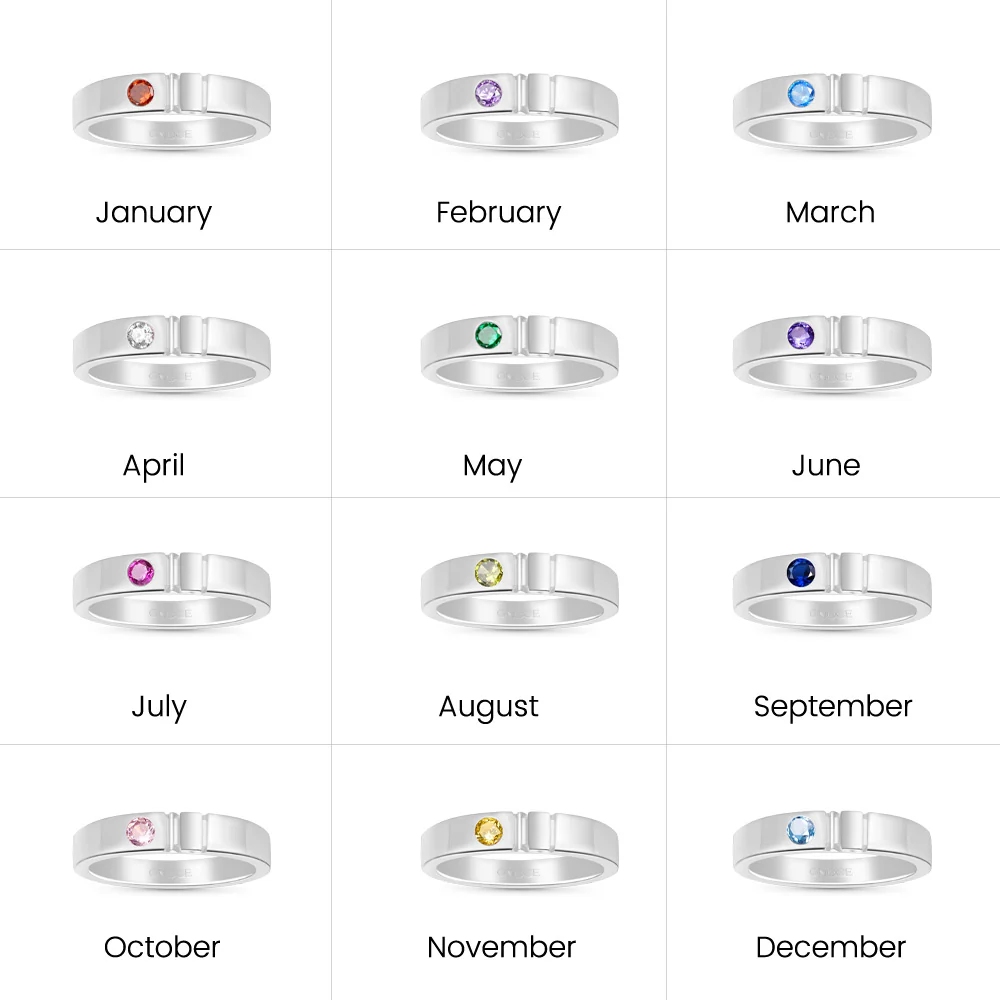 Gnoce Single Birthstone Band Ring - Image 6