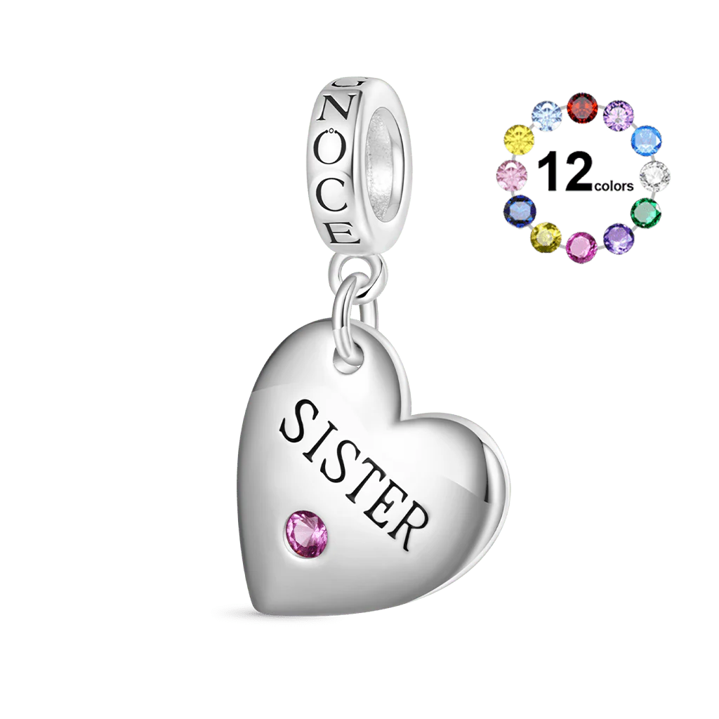 Gnoce SISTER Family Birthstone Charm Platinum-plated Silver Blend