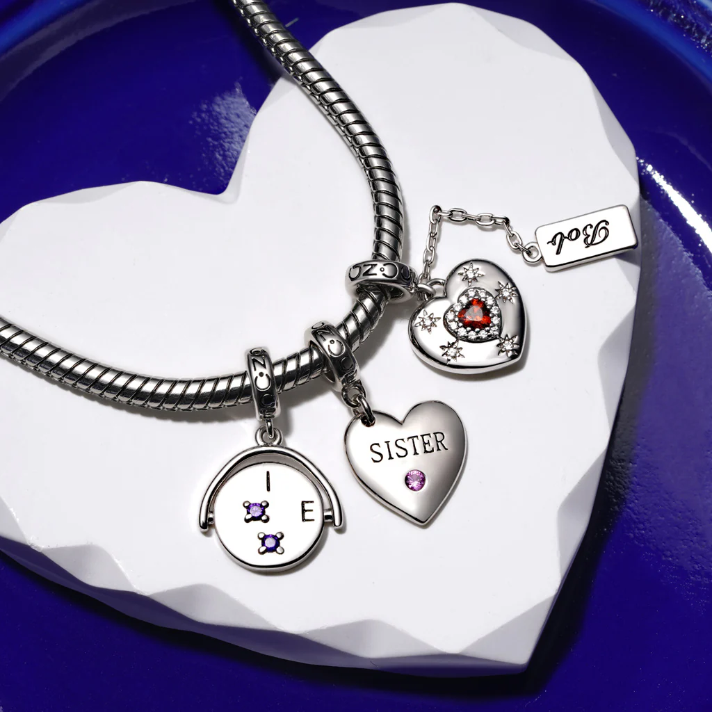 Gnoce SISTER Family Birthstone Charm Platinum-plated Silver Blend - Image 4