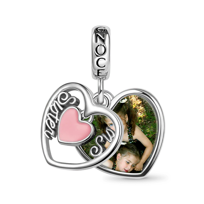 Gnoce "Sister & Sis" Heart Personalized Charm Platinum-plated Silver Blend - Image 3