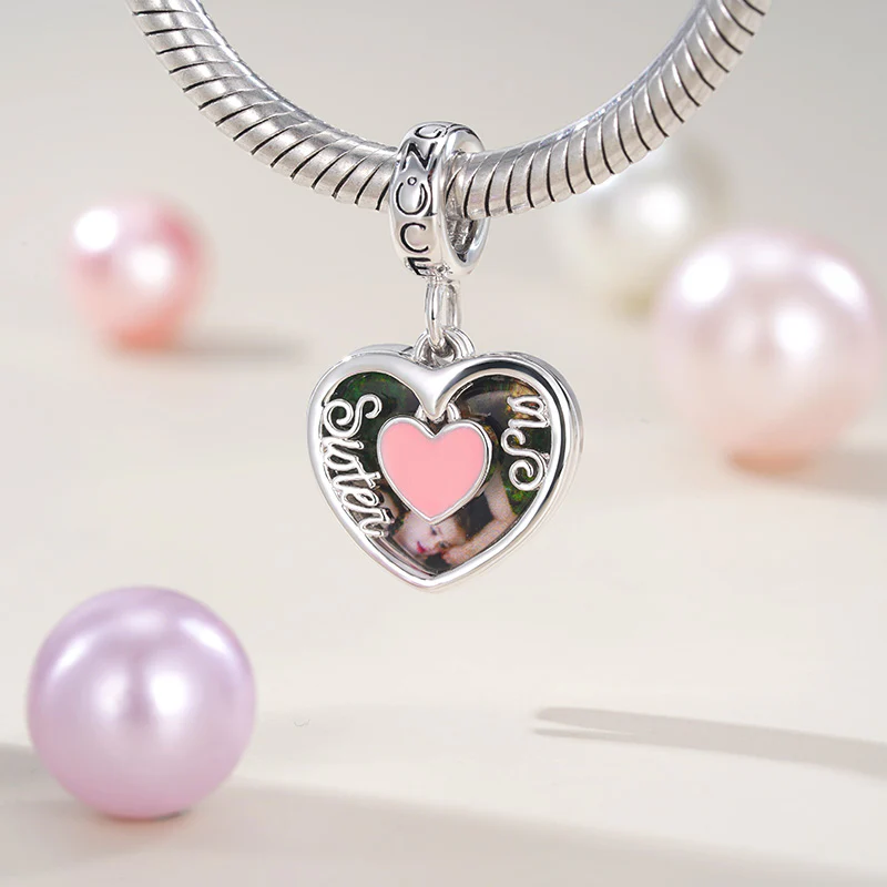 Gnoce "Sister & Sis" Heart Personalized Charm Platinum-plated Silver Blend - Image 4