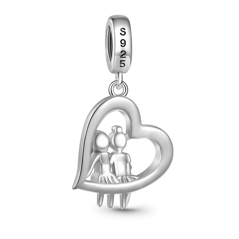 Gnoce Sister Love Heart Engravable Charm Platinum-plated Silver Blend - Image 3