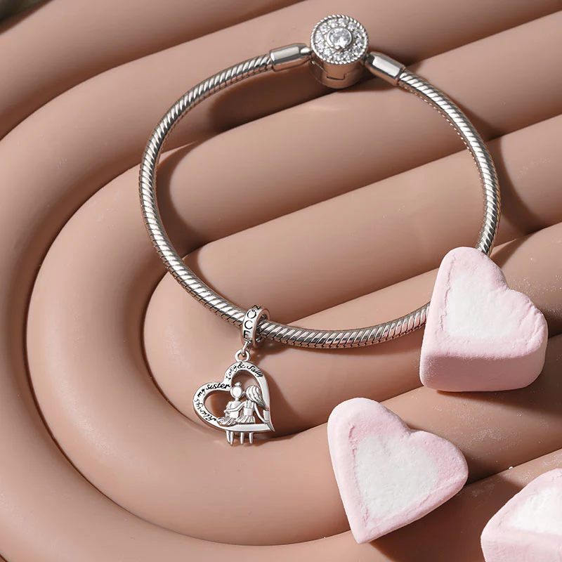 Gnoce Sister Love Heart Engravable Charm Platinum-plated Silver Blend - Image 4