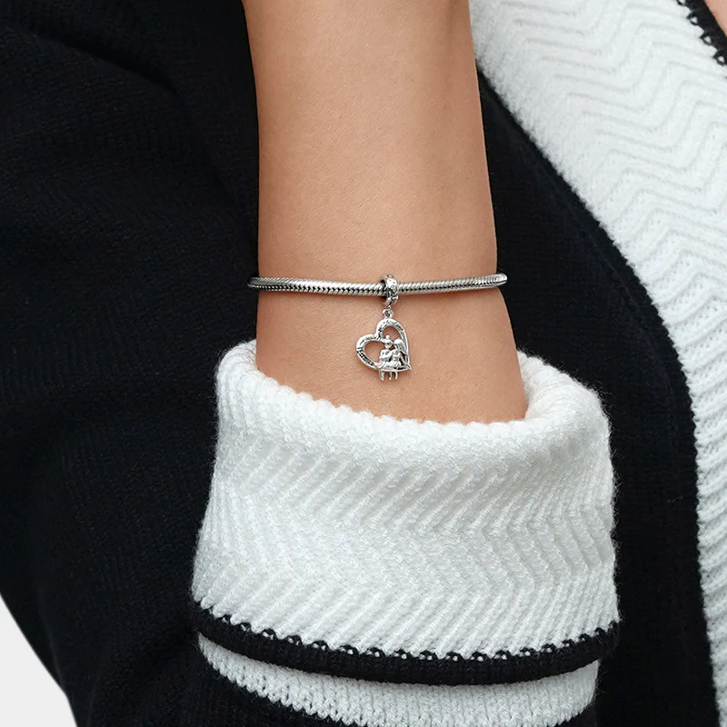 Gnoce Sister Love Heart Engravable Charm Platinum-plated Silver Blend - Image 6