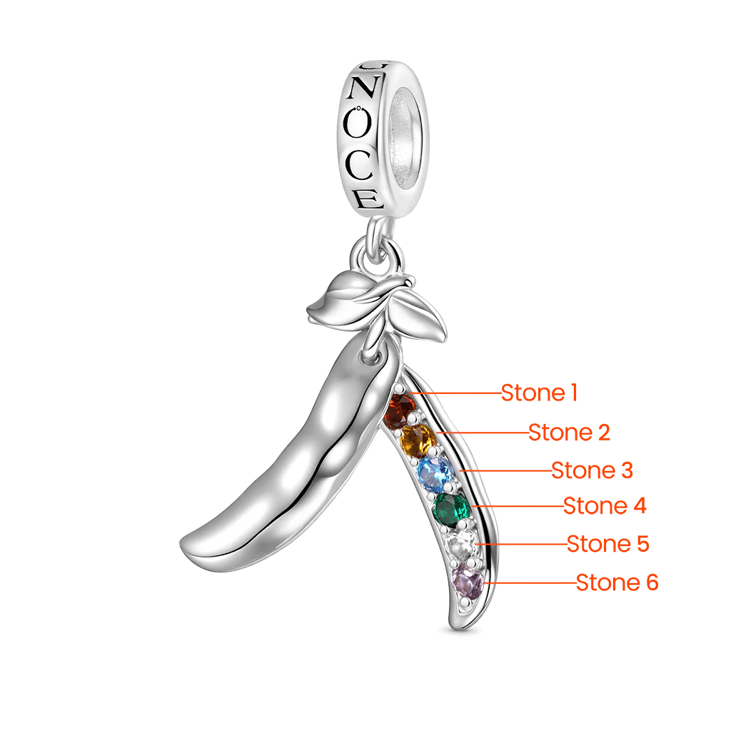 Gnoce Birthstone Six Peas in a Pod Charm Platinum-plated Silver Blend - Image 3