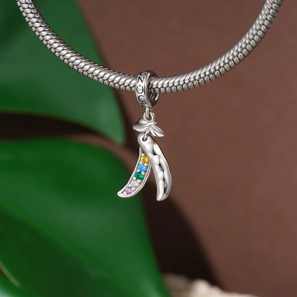 Gnoce Birthstone Six Peas in a Pod Charm Platinum-plated Silver Blend - Image 5