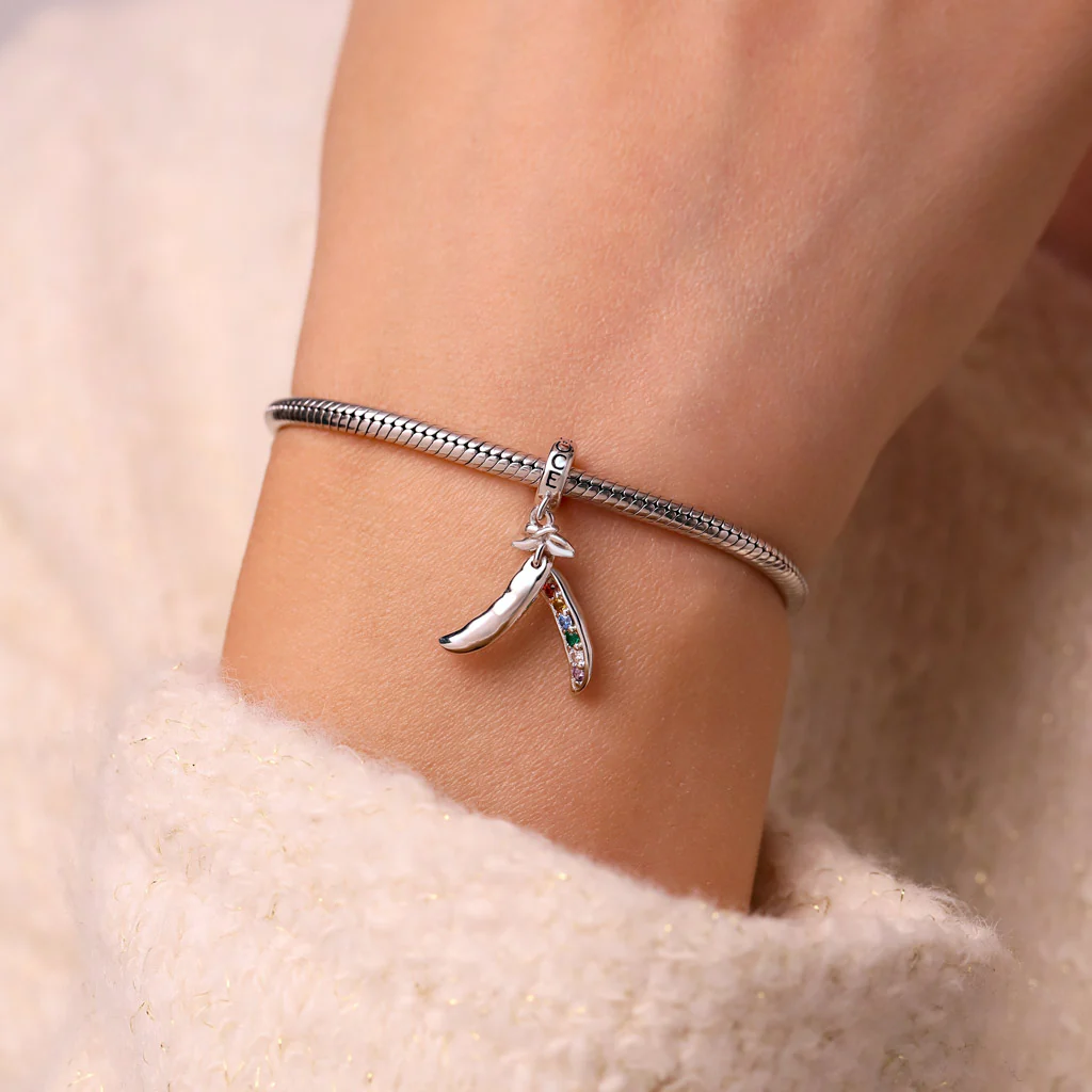 Gnoce Birthstone Six Peas in a Pod Charm Platinum-plated Silver Blend - Image 8