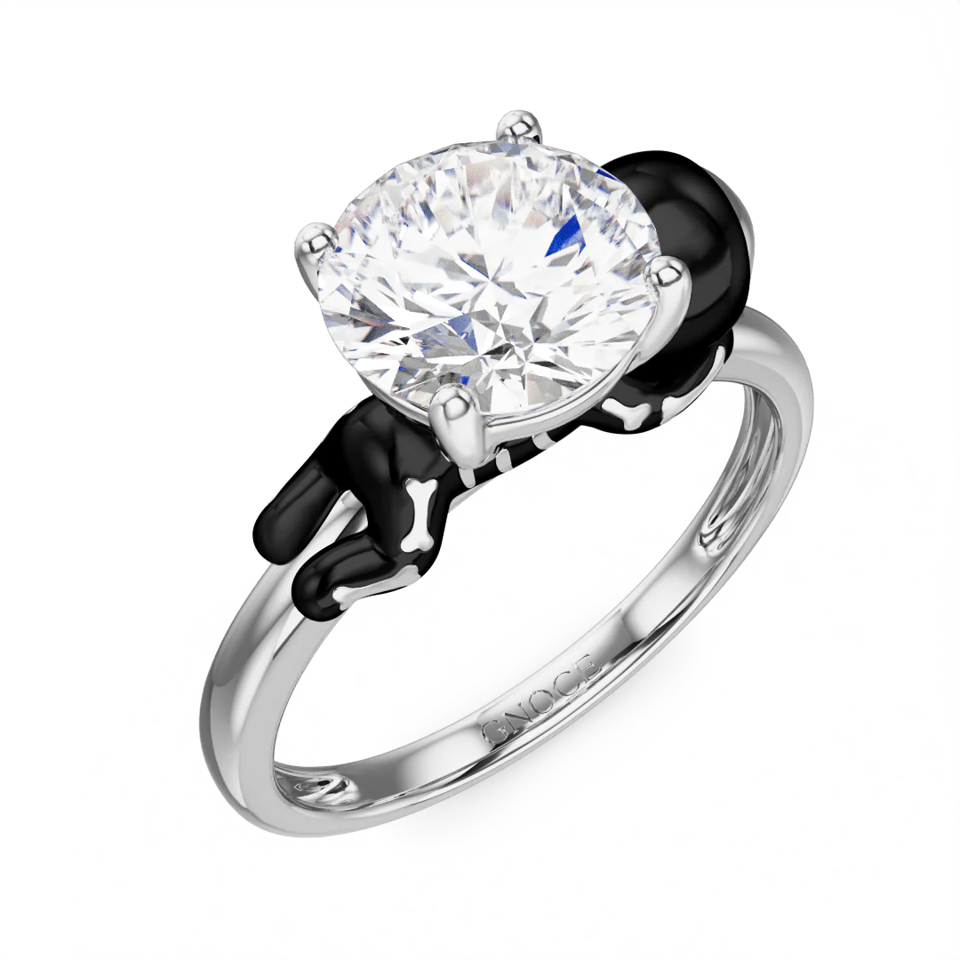 Gnoce Skeleton Gingerbread Man Embraces Moissanite Ring Platinum-plated Silver Blend - Image 3