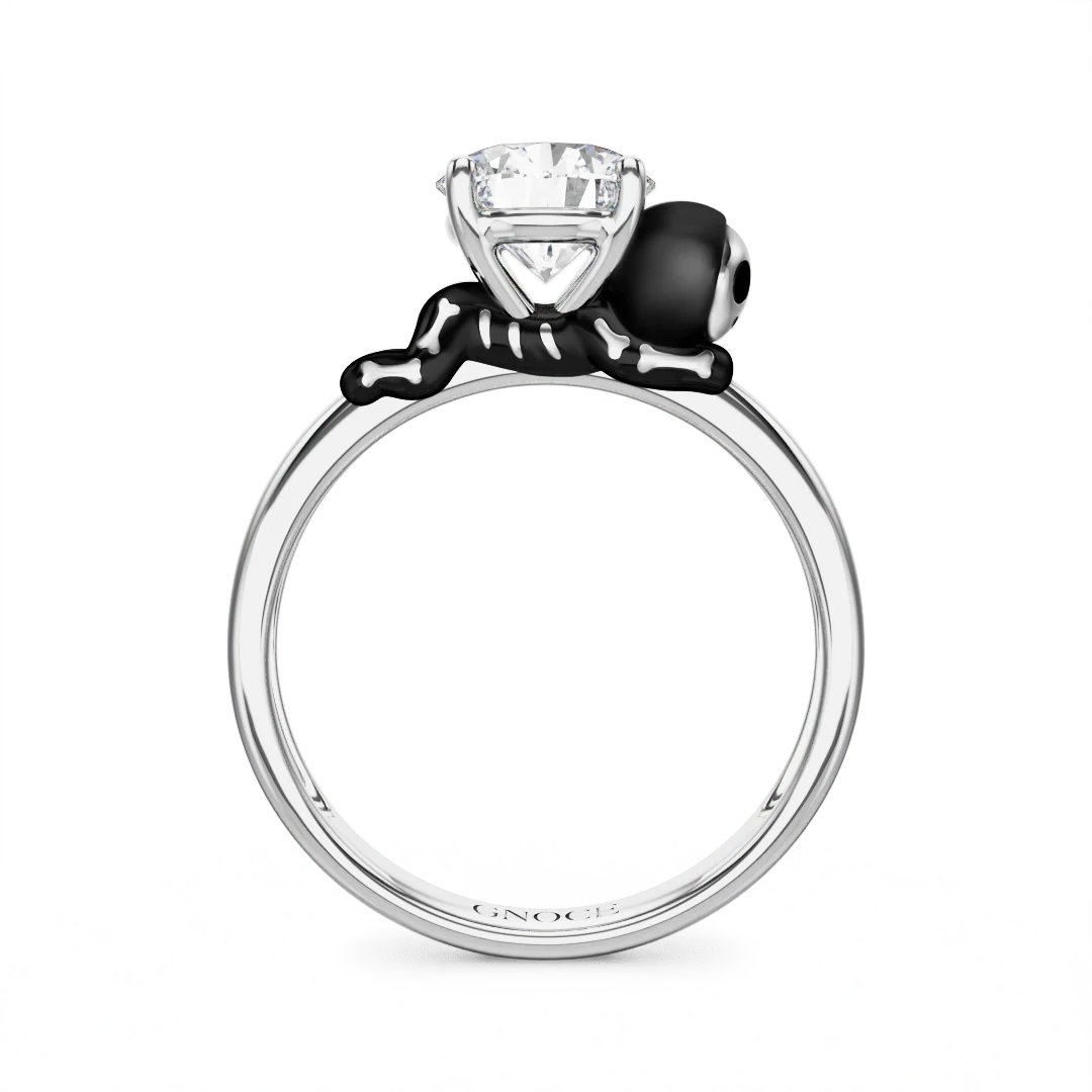 Gnoce Skeleton Gingerbread Man Embraces Moissanite Ring Platinum-plated Silver Blend - Image 4